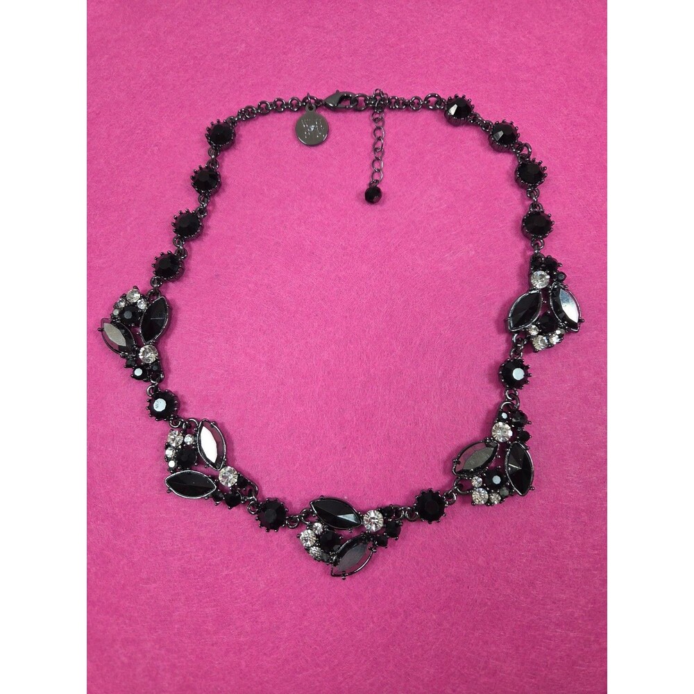 WHBM Gunmetal Black Rhinestone Statement Necklace | White House Black Market